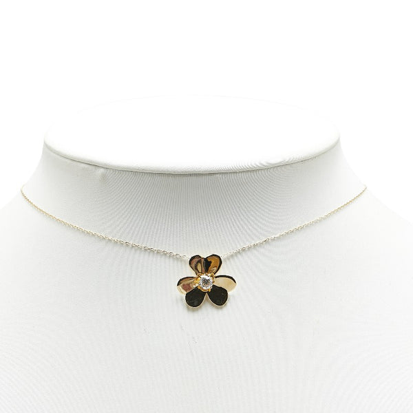 K18YG イエローゴールド ダイヤ0.298ct フラワー 花 モチーフ ペンダントネックレス レディース 【中古】