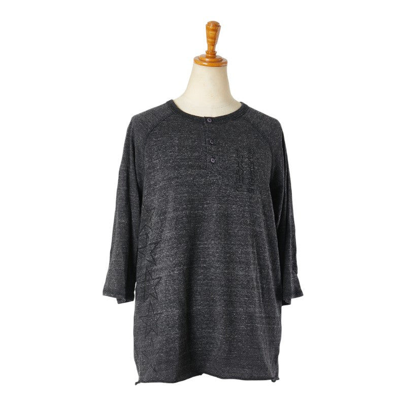 クロムハーツ カットソー ヘンリーネック 七分袖 サイズ：M ブラック ポリエステル コットン レーヨン メンズ CHROME HEARTS 【中古】