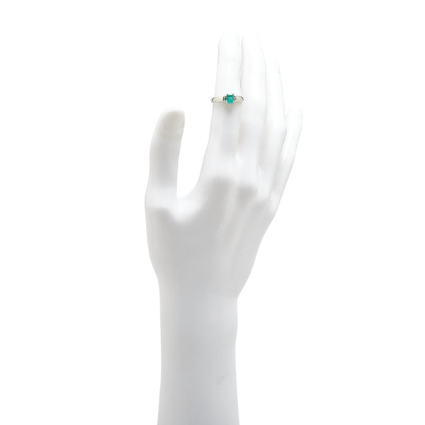 Pt850 プラチナ エメラルド0.30ct ダイヤ0.07ct リング 指輪 レディース 11号 【中古】