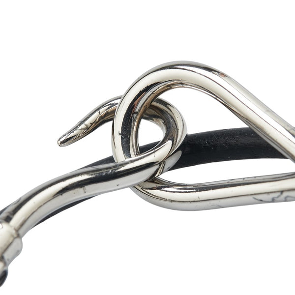 エルメス ジャンボ ブレスレット ブラック シルバー レザー メタル レディース HERMES 【中古】