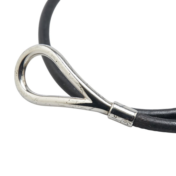 エルメス ジャンボ ブレスレット ブラック シルバー レザー メタル レディース HERMES 【中古】