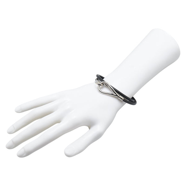 エルメス ジャンボ ブレスレット ブラック シルバー レザー メタル レディース HERMES 【中古】