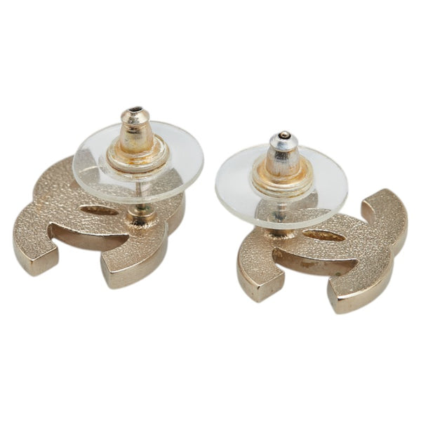 シャネル ココマーク ボーダー スタッド ピアス シルバー ベージュ ピンク メタル レディース CHANEL 【中古】