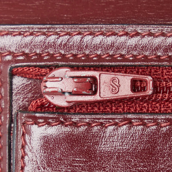 エルメス ベアン クラシック  長財布 ワインレッド ボルドー ボックスカーフ レディース HERMES 【中古】