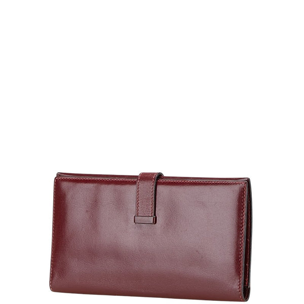 エルメス ベアン クラシック  長財布 ワインレッド ボルドー ボックスカーフ レディース HERMES 【中古】