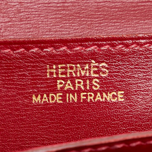 エルメス ベアン クラシック  長財布 レッド ボックスカーフ レディース HERMES 【中古】