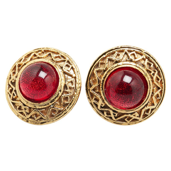 シャネル グリボア イヤリング ゴールド レッド メッキ レディース CHANEL 【中古】