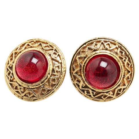 シャネル グリボア イヤリング ゴールド レッド メッキ レディース CHANEL 【中古】