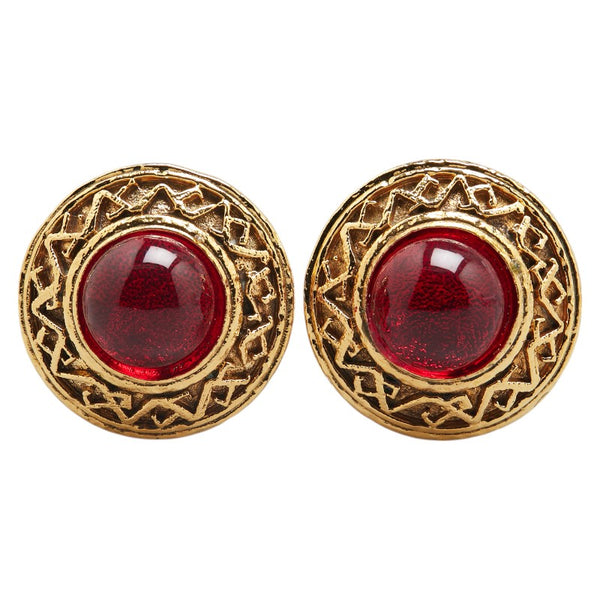 シャネル グリボア イヤリング ゴールド レッド メッキ レディース CHANEL 【中古】