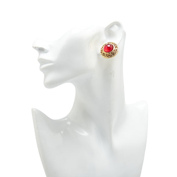 シャネル グリボア イヤリング ゴールド レッド メッキ レディース CHANEL 【中古】