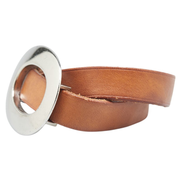 エルメス ブレスレット バングル S ブラウン シルバー レザー メタル レディース HERMES 【中古】