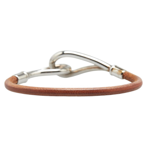 エルメス ジャンボ ブレスレット ブラウン シルバー レザー メタル レディース HERMES 【中古】