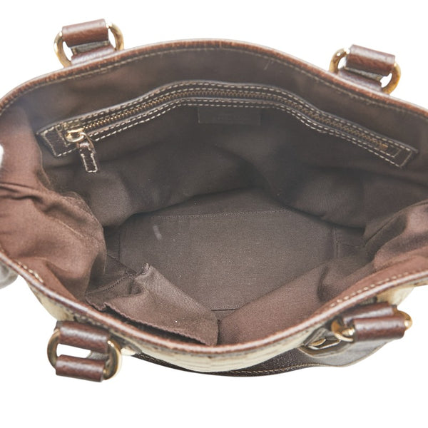 グッチ GGキャンバス トートバッグ 153361 ベージュ ブラウン キャンバス レザー レディース GUCCI 【中古】