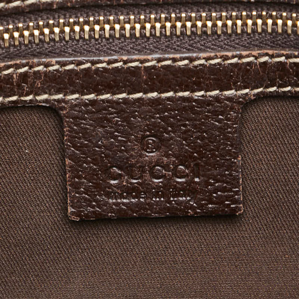 グッチ GGキャンバス トートバッグ 153361 ベージュ ブラウン キャンバス レザー レディース GUCCI 【中古】