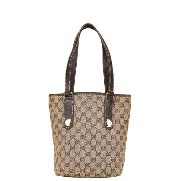 グッチ GGキャンバス トートバッグ 153361 ベージュ ブラウン キャンバス レザー レディース GUCCI 【中古】