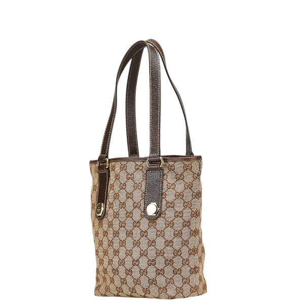 グッチ GGキャンバス トートバッグ 153361 ベージュ ブラウン キャンバス レザー レディース GUCCI 【中古】