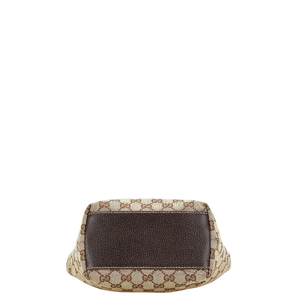 グッチ GGキャンバス トートバッグ 153361 ベージュ ブラウン キャンバス レザー レディース GUCCI 【中古】