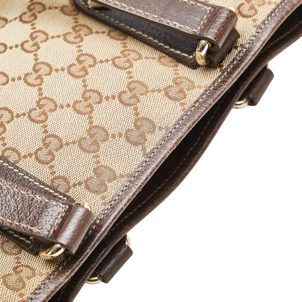 グッチ GGキャンバス トートバッグ 153361 ベージュ ブラウン キャンバス レザー レディース GUCCI 【中古】