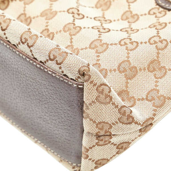 グッチ GGキャンバス トートバッグ 153361 ベージュ ブラウン キャンバス レザー レディース GUCCI 【中古】