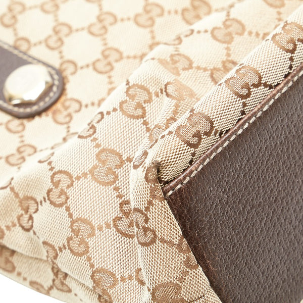 グッチ GGキャンバス トートバッグ 153361 ベージュ ブラウン キャンバス レザー レディース GUCCI 【中古】
