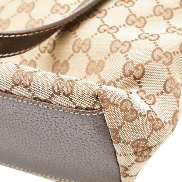 グッチ GGキャンバス トートバッグ 153361 ベージュ ブラウン キャンバス レザー レディース GUCCI 【中古】