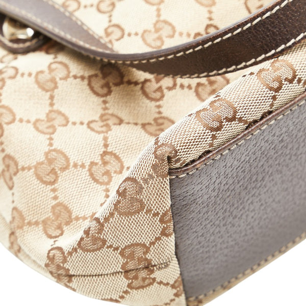 グッチ GGキャンバス トートバッグ 153361 ベージュ ブラウン キャンバス レザー レディース GUCCI 【中古】