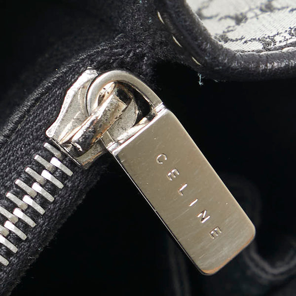 セリーヌ マカダム トートバッグ ネイビー キャンバス レザー レディース CELINE 【中古】