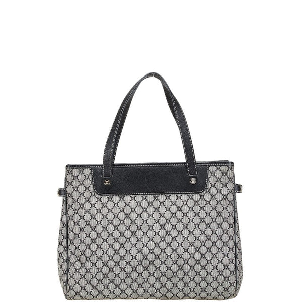 セリーヌ マカダム トートバッグ ネイビー キャンバス レザー レディース CELINE 【中古】