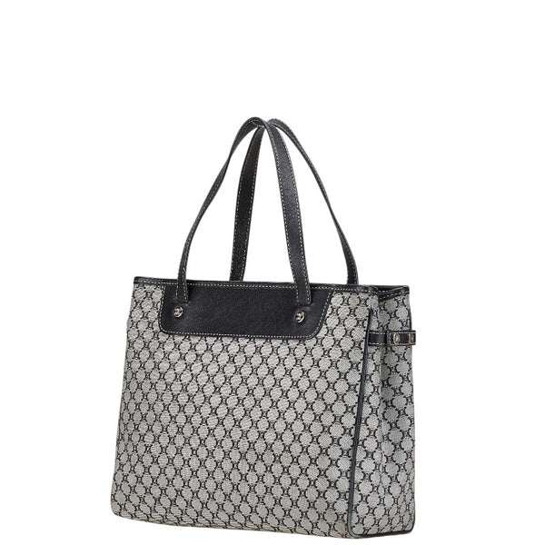セリーヌ マカダム トートバッグ ネイビー キャンバス レザー レディース CELINE 【中古】