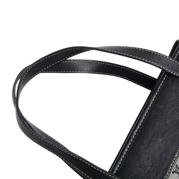 セリーヌ マカダム トートバッグ ネイビー キャンバス レザー レディース CELINE 【中古】