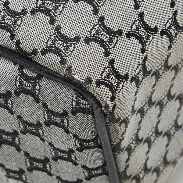 セリーヌ マカダム トートバッグ ネイビー キャンバス レザー レディース CELINE 【中古】