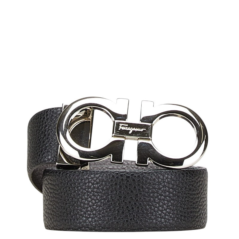 サルヴァトーレフェラガモ ガンチーニ リバーシブル ベルト ブラック グレー レザー メンズ Salvatore Ferragamo 【中古】