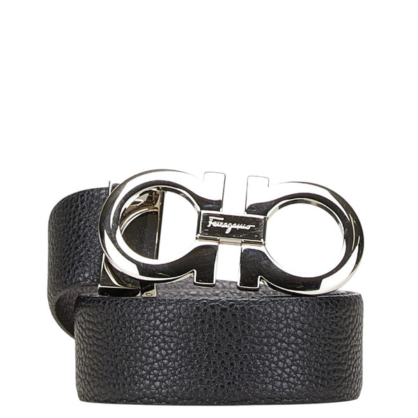 サルヴァトーレフェラガモ ガンチーニ リバーシブル ベルト ブラック グレー レザー メンズ Salvatore Ferragamo 【中古】