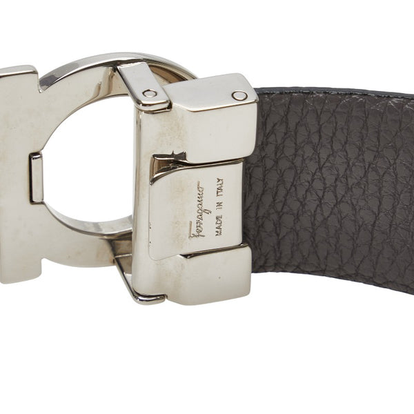 サルヴァトーレフェラガモ ガンチーニ リバーシブル ベルト ブラック グレー レザー メンズ Salvatore Ferragamo 【中古】