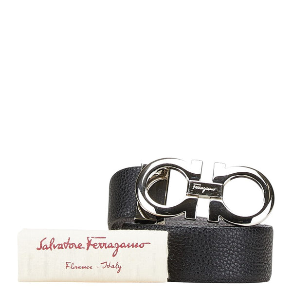 サルヴァトーレフェラガモ ガンチーニ リバーシブル ベルト ブラック グレー レザー メンズ Salvatore Ferragamo 【中古】