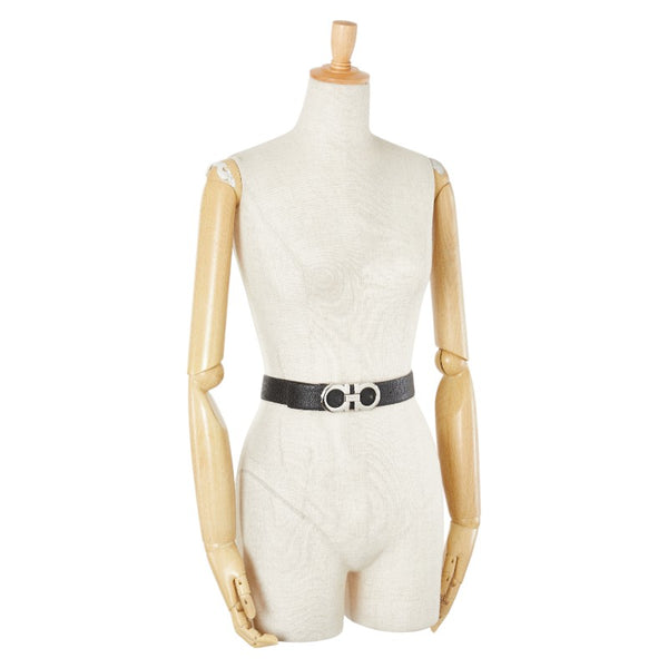 サルヴァトーレフェラガモ ガンチーニ リバーシブル ベルト ブラック グレー レザー メンズ Salvatore Ferragamo 【中古】