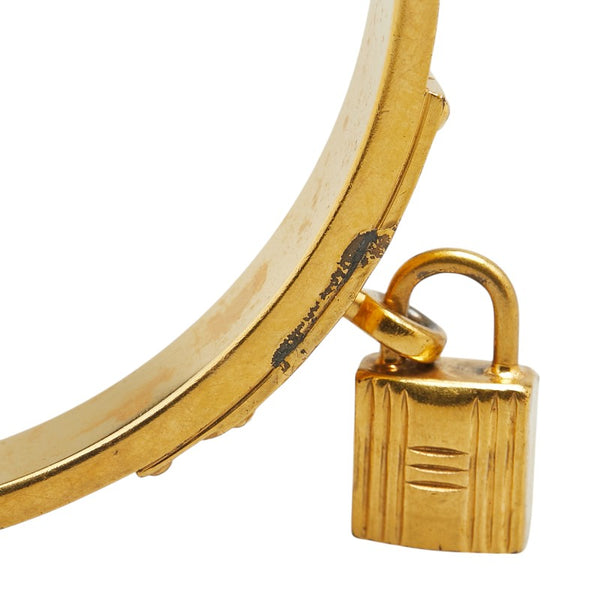 エルメス ケリーバングル カデナ モチーフ バングル ゴールド ブラウン メッキ レザー レディース HERMES 【中古】