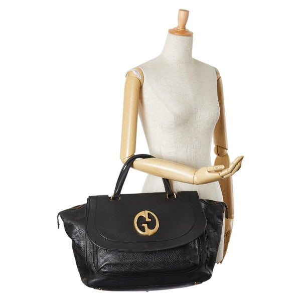 グッチ ダブルG ハンドバッグ ボストンバッグ 251813 ブラック レザー レディース GUCCI 【中古】