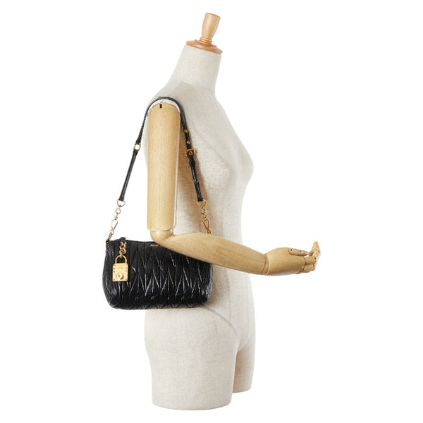 ミュウミュウ マテラッセ ハンドバッグ ショルダーバッグ 5N1521 ブラック レザー レディース MIUMIU 【中古】