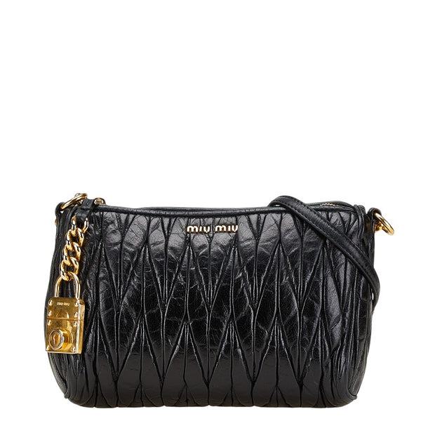 ミュウミュウ マテラッセ ハンドバッグ ショルダーバッグ 5N1521 ブラック レザー レディース MIUMIU 【中古】