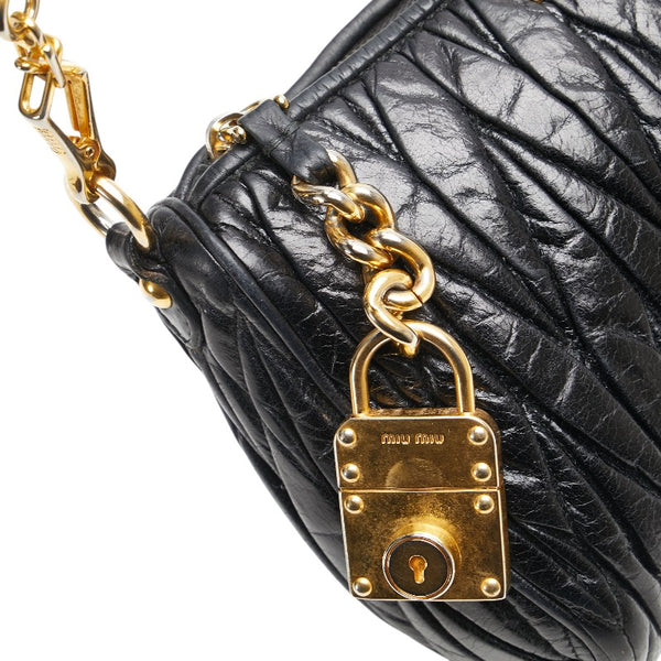 ミュウミュウ マテラッセ ハンドバッグ ショルダーバッグ 5N1521 ブラック レザー レディース MIUMIU 【中古】