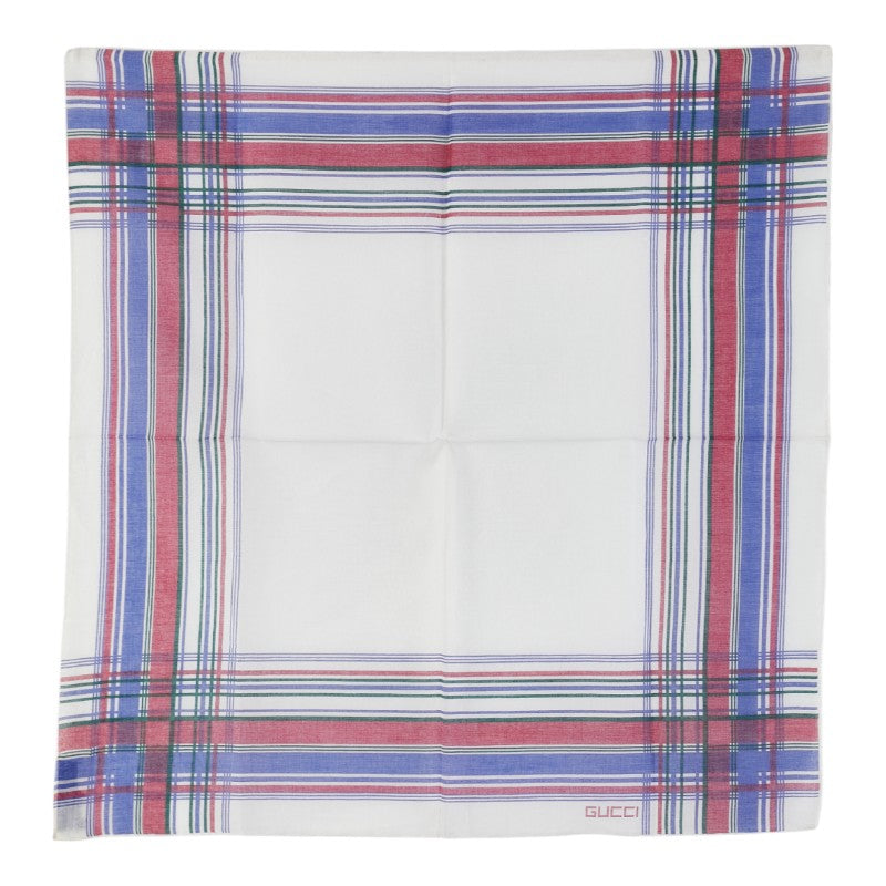 グッチ スカーフ ハンカチ ホワイト マルチカラー コットン レディース GUCCI 【中古】