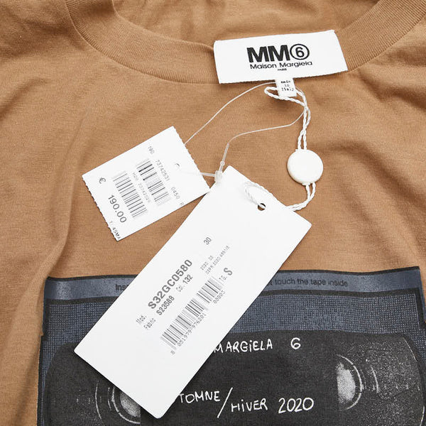 エムエムシックス VIDEO TAPE PRINT TEE Tシャツ サイズ：S ブラウン コットン メンズ MM6 【中古】