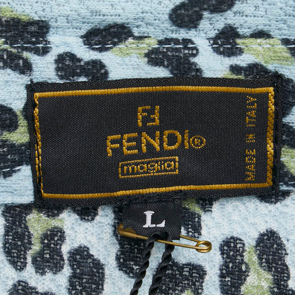 フェンディ FF ヒョウ柄 レオパード シャツ サイズ：L ライトブルー マルチカラー レーヨン レディース FENDI 【中古】