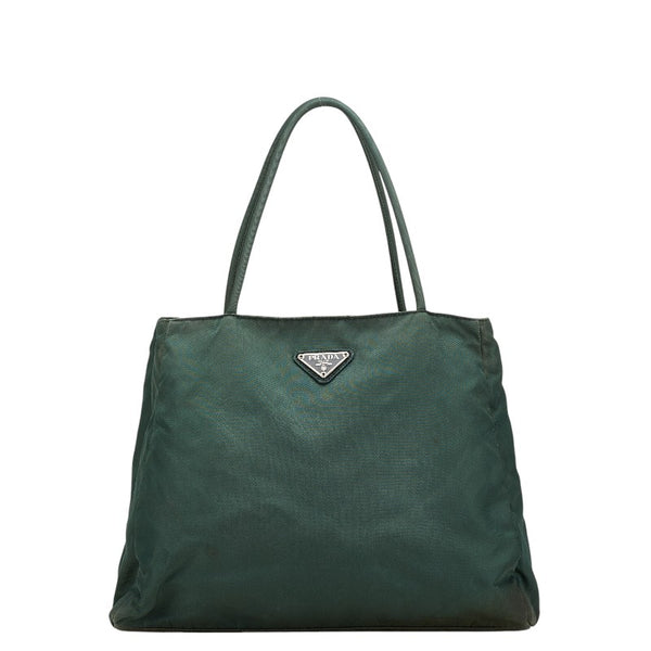 プラダ 三角ロゴプレート トートバッグ グリーン ナイロン レディース PRADA 【中古】