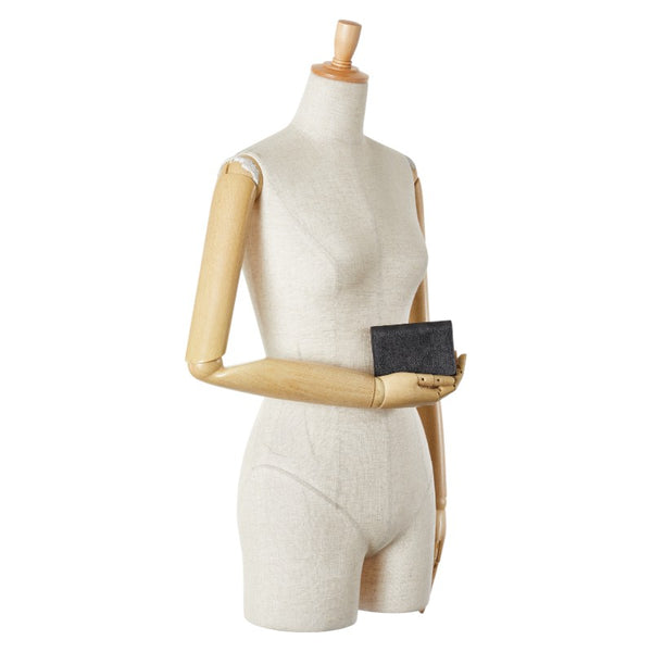 コーチ シグネチャー 名刺入れ ブラック PVC レザー レディース COACH 【中古】