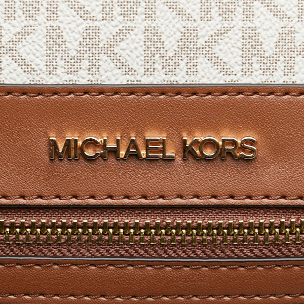 マイケルコース シグネチャー ハンドバッグ トートバッグ 35T0GY9T3B ホワイト ブラウン PVC レザー レディース Michael Kors 【中古】