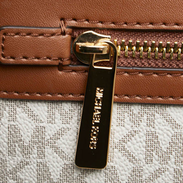 マイケルコース シグネチャー ハンドバッグ トートバッグ 35T0GY9T3B ホワイト ブラウン PVC レザー レディース Michael Kors 【中古】