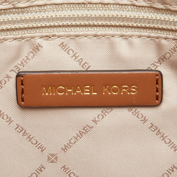 マイケルコース シグネチャー ハンドバッグ トートバッグ 35T0GY9T3B ホワイト ブラウン PVC レザー レディース Michael Kors 【中古】