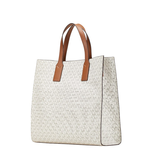 マイケルコース シグネチャー ハンドバッグ トートバッグ 35T0GY9T3B ホワイト ブラウン PVC レザー レディース Michael Kors 【中古】